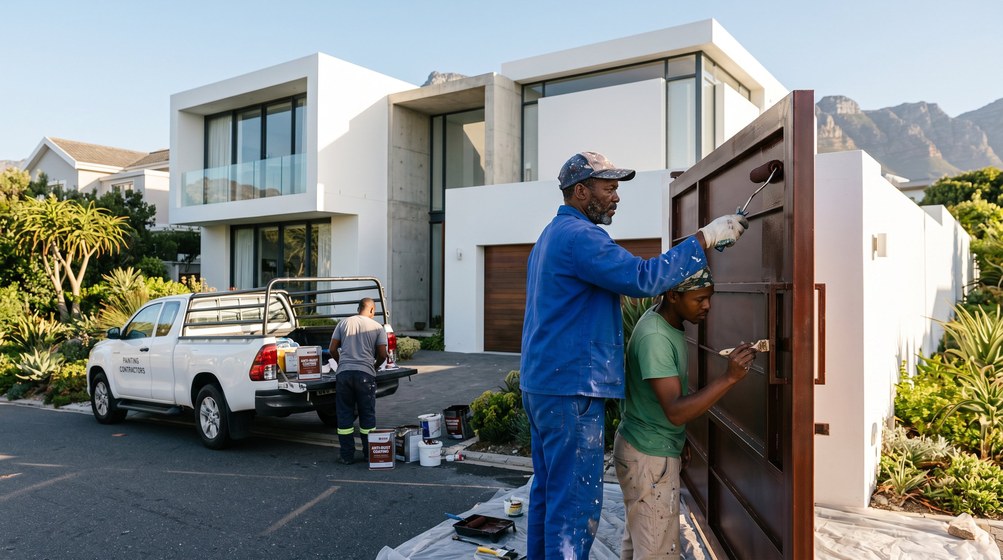 Professional anti-rust coating team applying rust protection to a metal gate in Milnerton